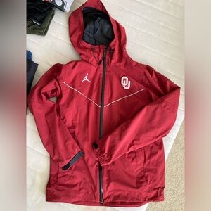 NIKE Air Jordan Logo University of Oklahoma OU Full Zip Hoodie Jacket Red S